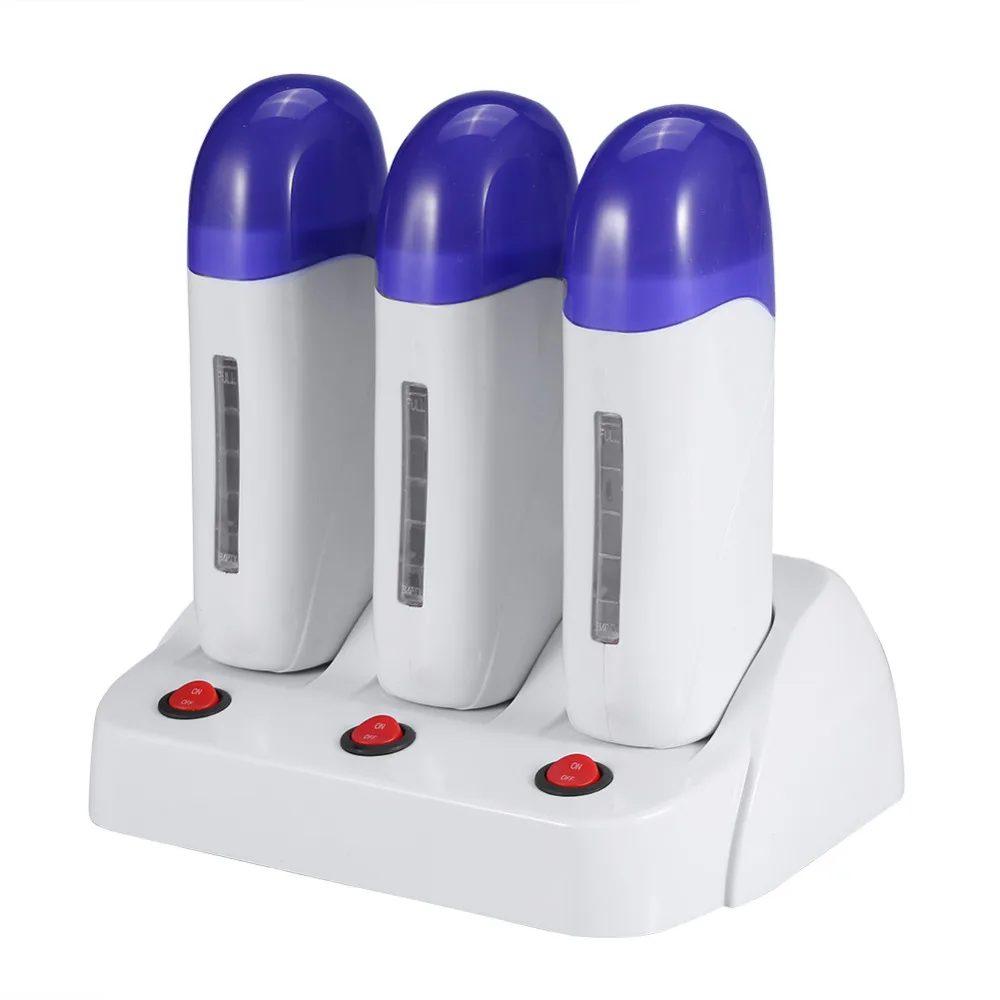 

EU Plug Roll On Wax Heater Triple Base Electric Epilator Waxing Heater Depilatory Roll On Cartridge Wax Heater For Hair Removal