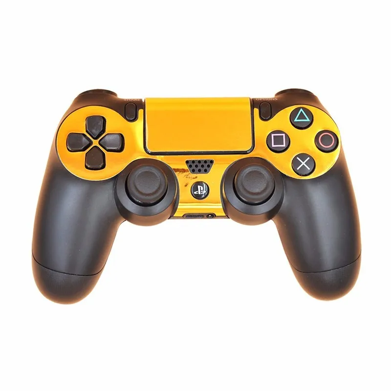 Gold Glossy Protective Vinyl Skin Decal Cover for Sony PlayStation 4 PS4 Console & Remote for DualShock 4 Controller Sticker (3)