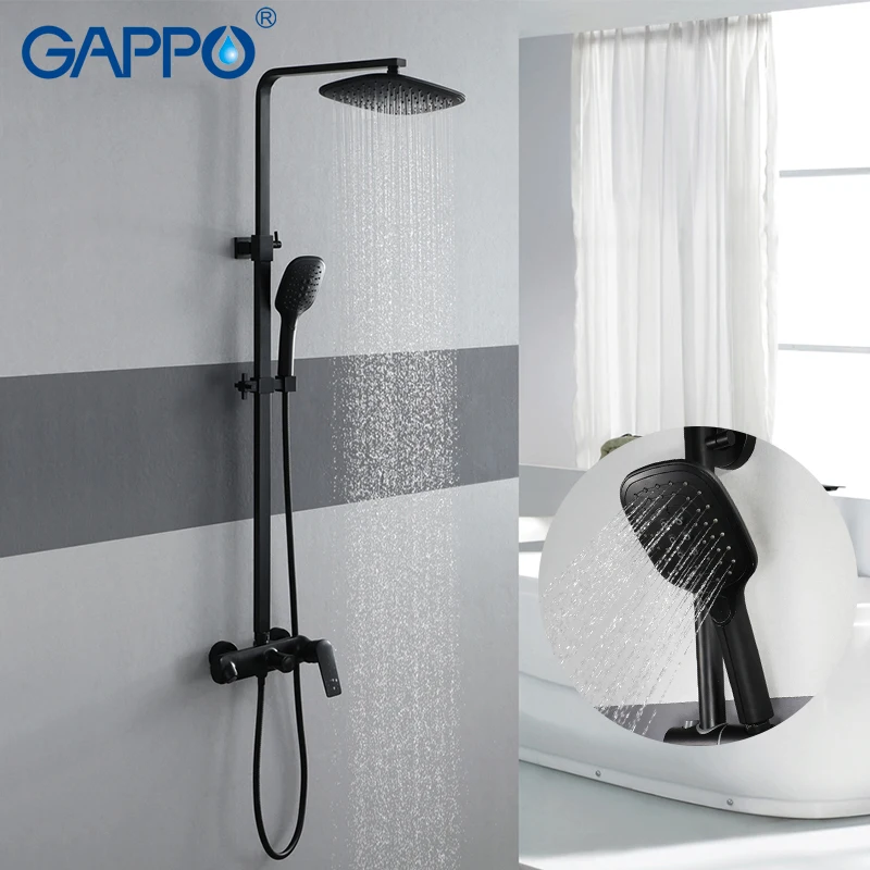 

GAPPO black shower system rainfall shower set bathtub faucet 3 function stainless steel mixer tap mixer bathroom faucet mixer