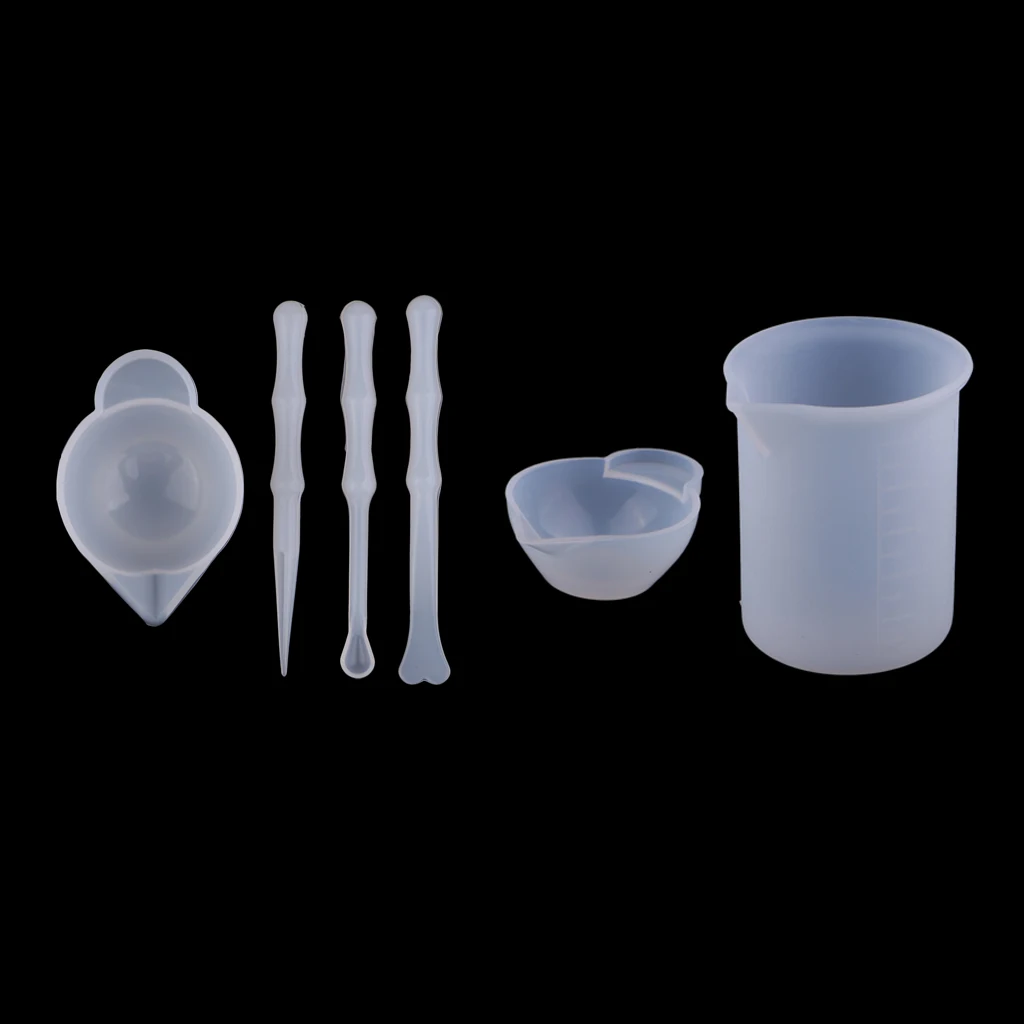 6pcs Silicone Reusable Mixing Measuring Cups Liquid Epoxy Resin Stirring Distribution Hobby Casting Jewelry Making DIY Tools