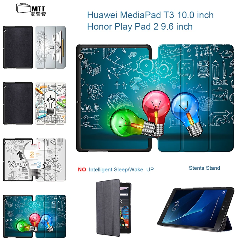 

MTT Creative Bulb Print Slim Triflod Folio Stand PU Leather Cover Case For Huawei MediaPad T3 10 AGS-L09 AGS-L03 9.6 inch Tablet