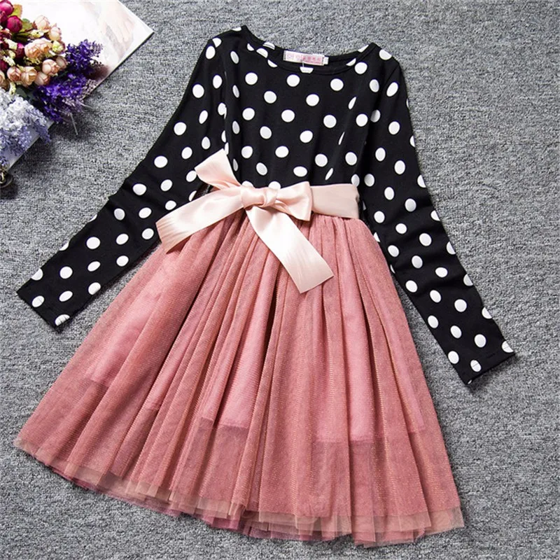 

Dot Long Sleeve Dress For Girls Clothing Baby Girl Clothing Teenager School Daily Wear Kids Casual Clothes Vestido Infantil 8T