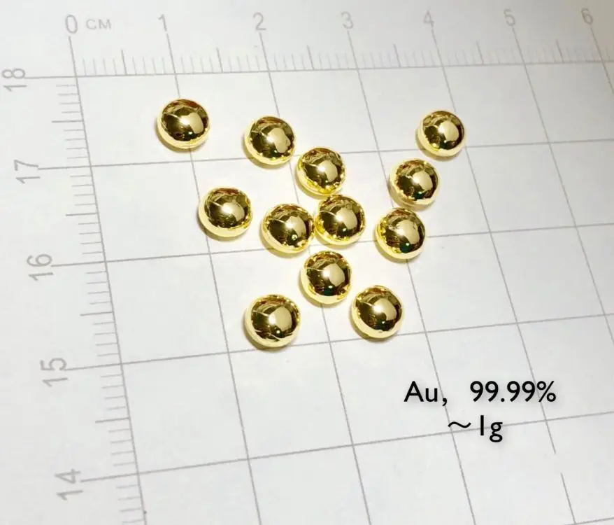 

solid Gold metal bead 1 gram 99.99% pure element 79 sample
