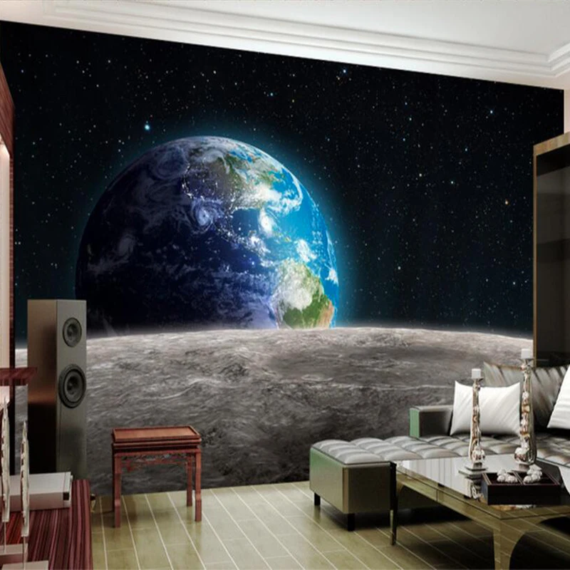 Customize 3D HD photo wallpaper Star Earth 3D universe Moon made from large Bedroom restaurant TV backdrop mural modern painting Customize 3D HD photo wallpaper Star Earth 3D universe Moon made from large Bedroom restaurant TV backdrop mural modern painting