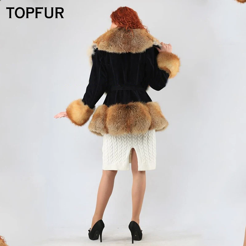 TOPFUR New Style Real Fur Coat Women 2018 Winter Genuine Rex Rabbit Fur Jacket With Gold Fox Fur Collar Thick Warm Female Coat TOPFUR New Style Real Fur Coat Women 2018 Winter Genuine Rex Rabbit Fur Jacket With Gold Fox Fur Collar Thick Warm Female Coat