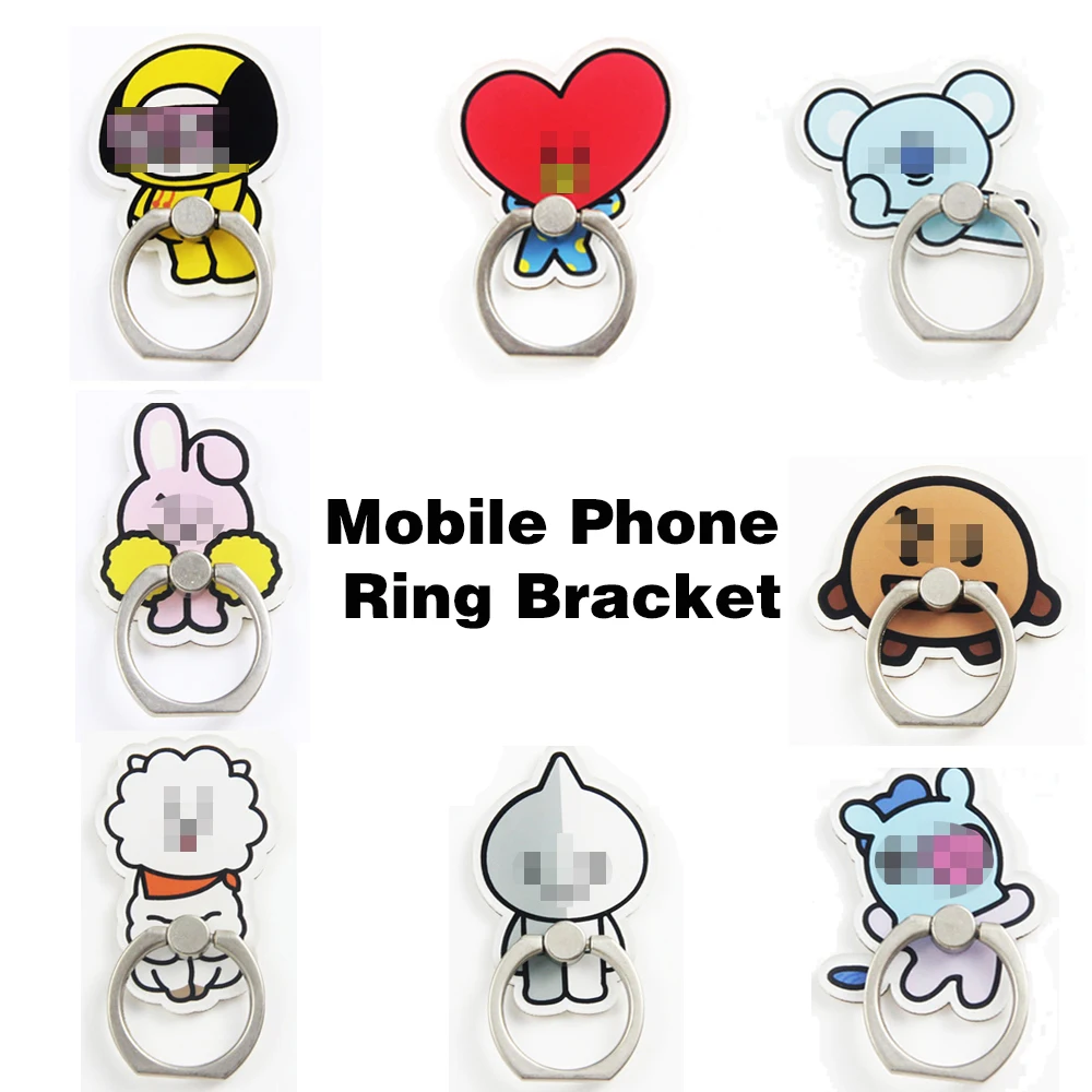 حار حامل جوّال بلاستيكي حامل ل تاتا الكعك Chimmy SHOOKY الكعك الكرتون KPOP Bangtan الفتيان المحمول حامل هاتف حلقة قوس ملصقا