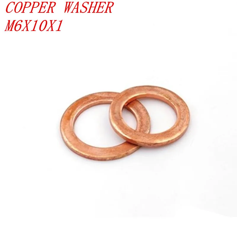 50PCS Copper washer M6*10*1 Copper Sealing Washer For Boat Crush Washer
