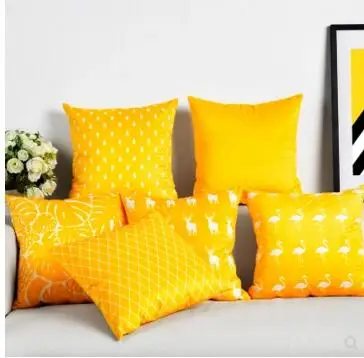 

Nordic yellow pillowcase Velvet square pillow velvet lemon yellow living room sofa cushion cover