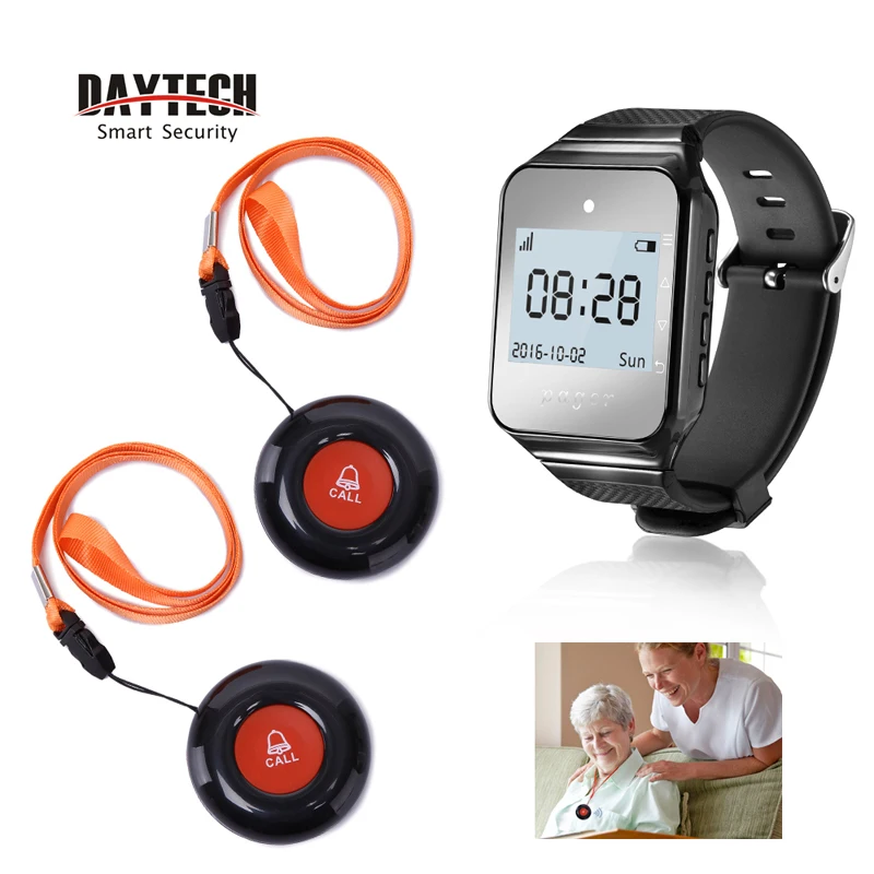 

DAYTECH Wireless Wrist Pager Smart Calling System Caregiver Pager Watch For Elder/Patient/Disable Home Wearable Receiver Alert