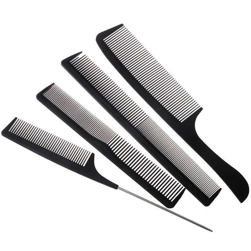 

4 Pcs/lot Professional Carbon Fiber Comb Anti Static Cutting Combs Apple Double Heads Tip Tail Stainless Steel Comb for hair