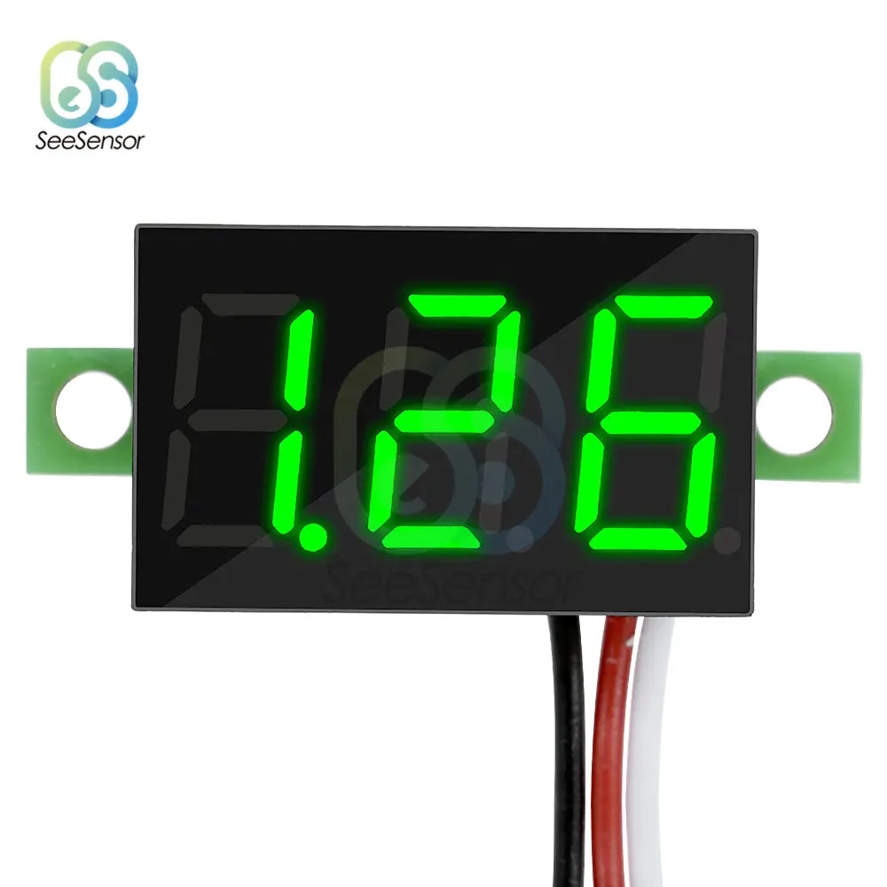 0,36 дюймов 0,3" DC 0-30 в супер мини цифровой красный зеленый синий светодиодный дисплей Автомобильный вольтметр напряжение Вольт Панель метр батарея монитор