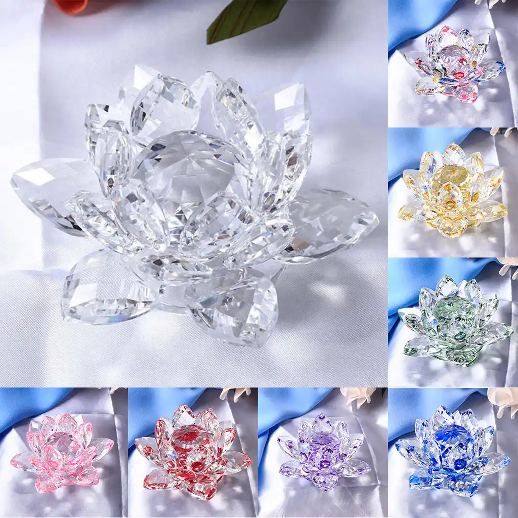 クリスタルガラス置物グッズ蓮の花モデル結婚式のセンターピース フィギュア ミニチュア Aliexpress