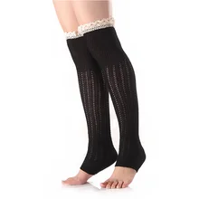 Длинные кружевные гетры; Женские однотонные Модные осенние вязаные шерстяные ботинки; носки; черные гетры для взрослых; подогреватель голеностопного сустава; гетры для девочек