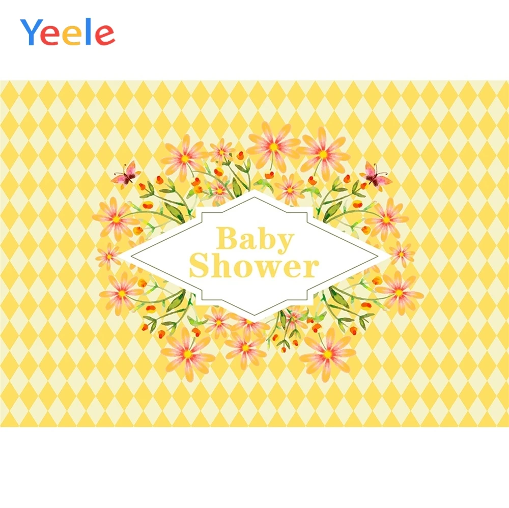 

Yeele Baby Shower Backdrop Garland Yellow Rhombus Photography Backdrop Personalized Photographic Backgrounds For Photo Studio