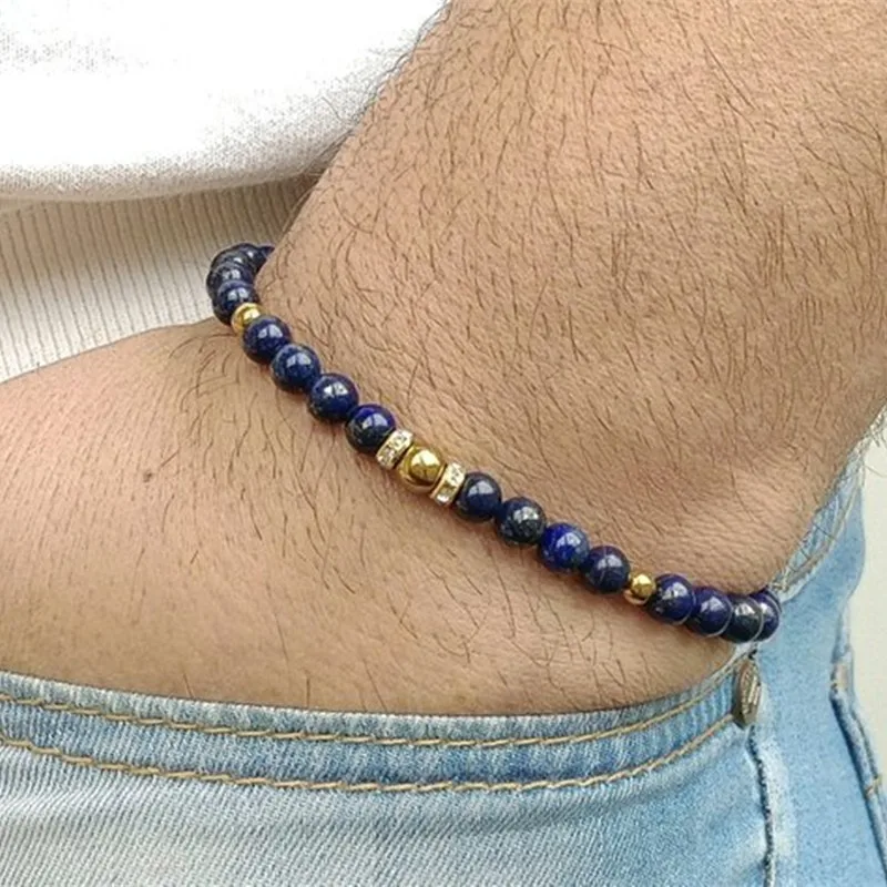 

Men Women Beaded Bracelet New Fashion 6mm Simple Stone Beads Charm Bracelets & Bangles For Men Women Jewelry Gifts