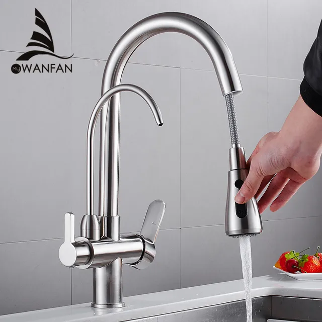 Special Offers  Kitchen Faucets torneira para cozinha de parede Crane For Kitchen Water Filter Tap Three Ways Sink Mixer Kitchen Faucet WF-0195