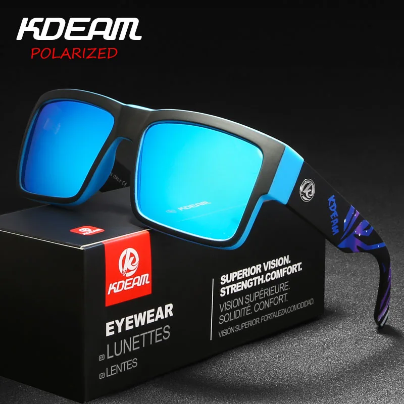 2019 New Arrival Men Sport Sunglasses Square Frame HD Polarized mirror lens Women Outdoor Eyewear UV400 5 Colors with case KD093