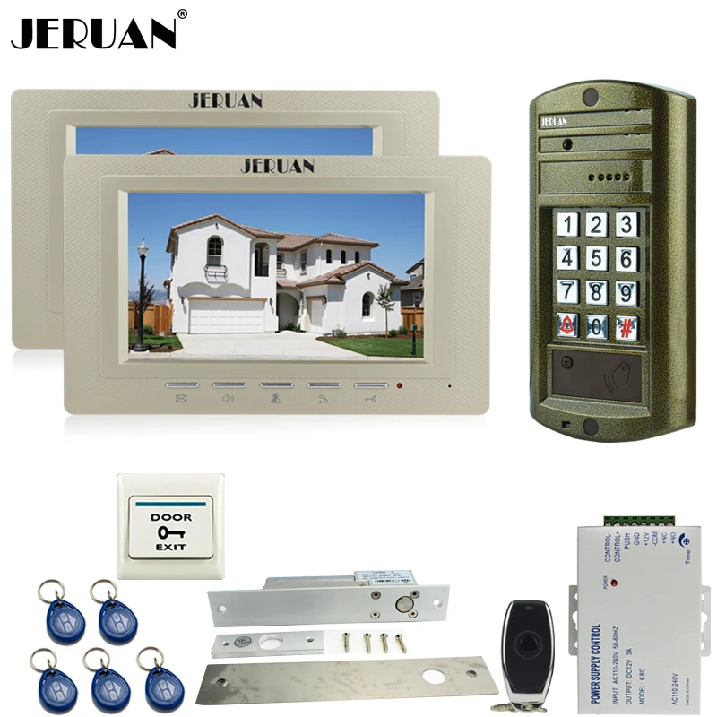 

HOME 7`` Video Doorbell Door Phone Intercom System kit 2 Monitor + Waterproof Access HD Mini Camera +ELectric Drop Bolt lock