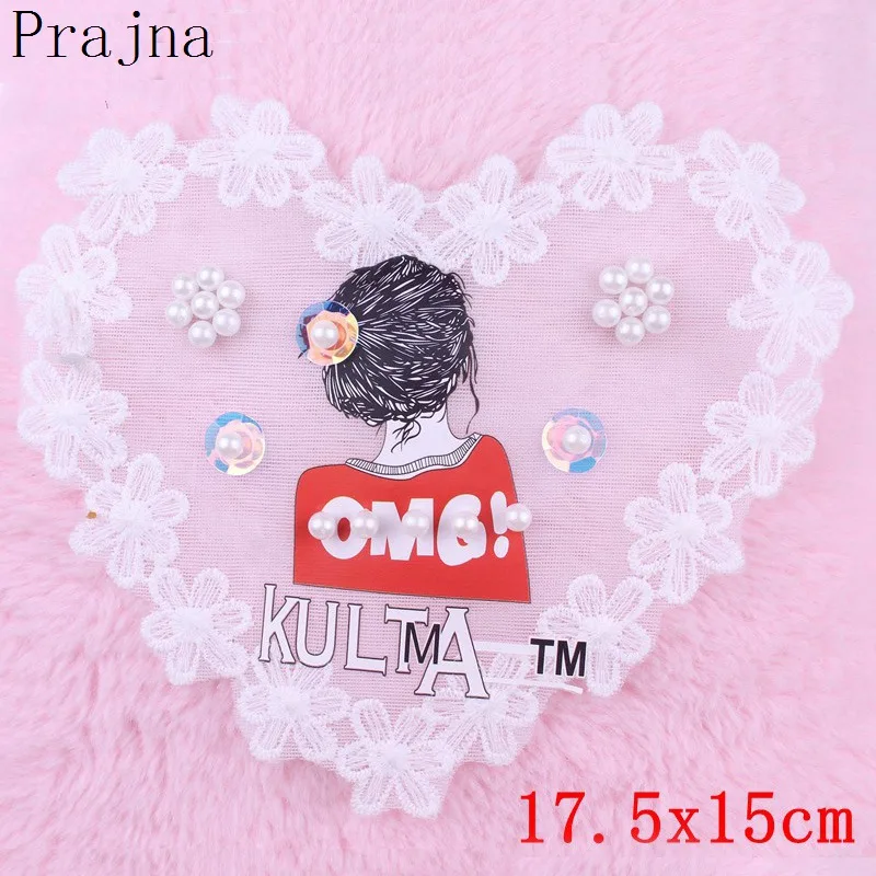 

Prajna Girl Sequin Beaded Patches Lace Patch Sew On Embroidered Vinyl Transfer Patches for Clothes Jacket Fabric Pearl Applique