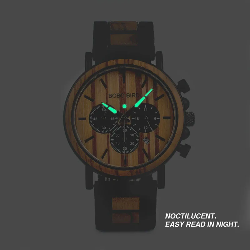  BOBO BIRD Wooden Watch Men erkek kol saati Luxury Stylish Wood Timepieces Chronograph Military Quar