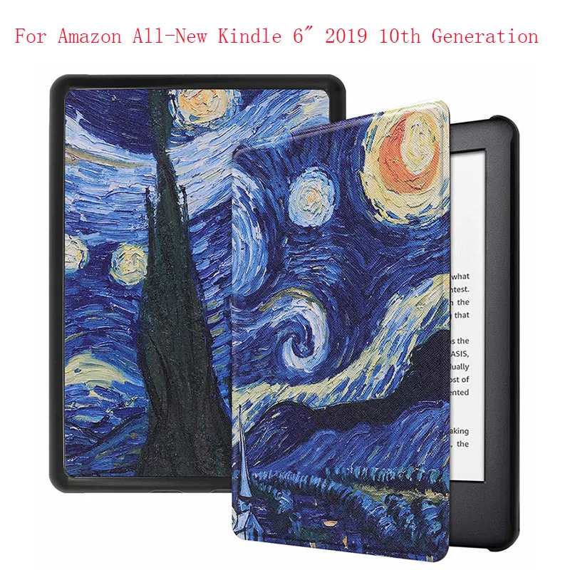 

Colorful Magnet clasp Luxury PU leather case cover for Amazon All-New Kindle 6" 2019 10th Generation tablet case +(gift)film