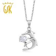 0.70 Ct Round White Created Moissanite White Diamond 925 Sterling Silver Pendant