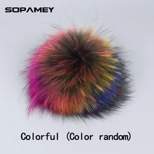 15 см большой натуральный мех енота помпонами для шапка натуральный Лисий Мех Помпона шапочки Skullies шарфы брелок аксессуары Bone gorro