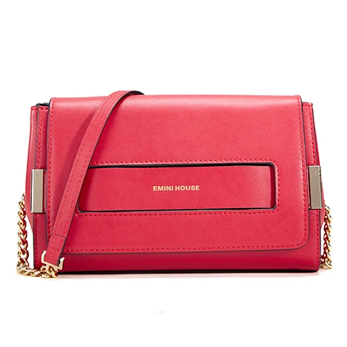 EMINI HOUSE, кожаная сумка с клапаном, дизайн, женские сумки-мессенджеры, повседневные клатчи, женские сумки на плечо, модная сумка через плечо - Цвет: Red
