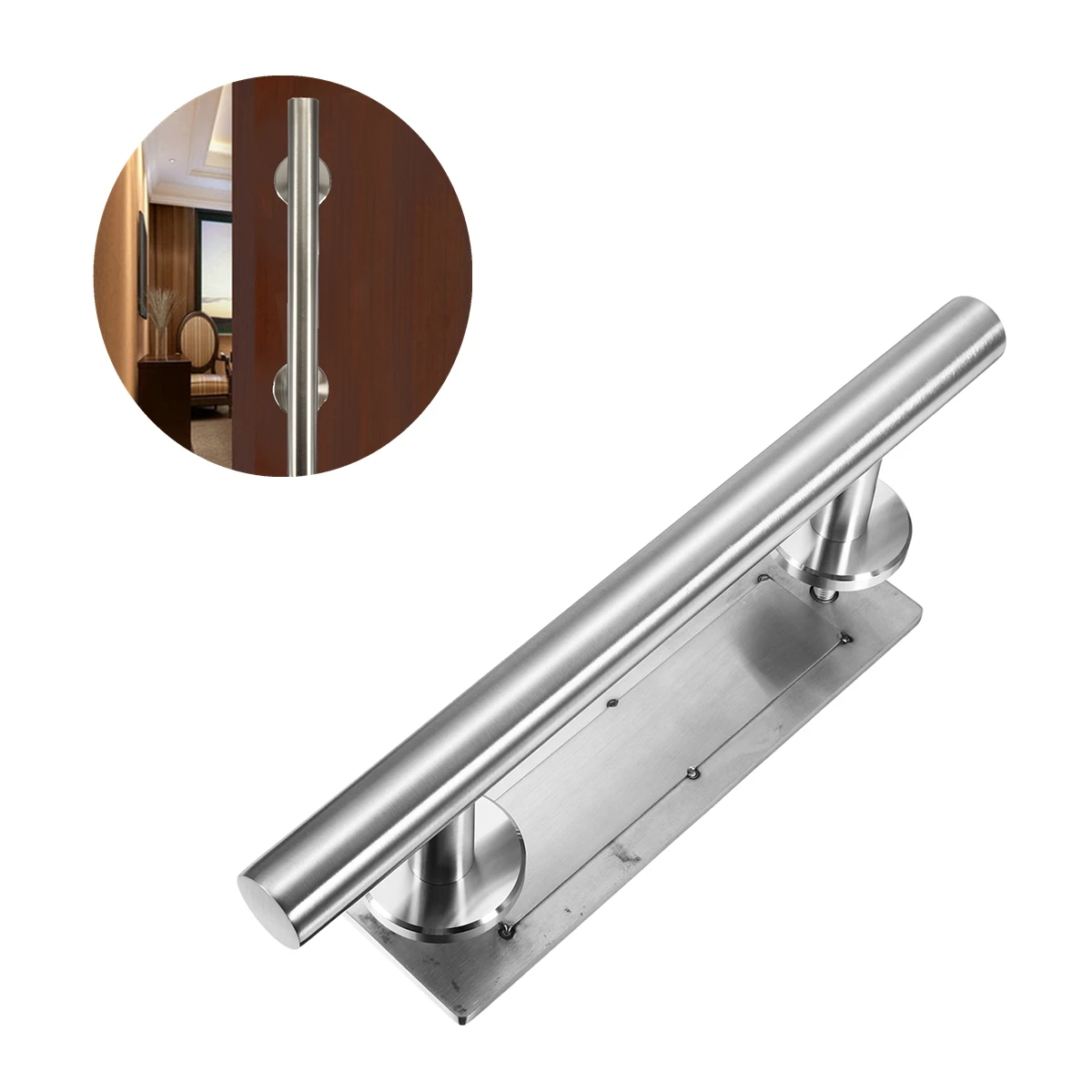 

12inch Wood door Bar Pull Stainless Steel Silver Sliding Barn Door Flush Pull Handle Door Width 35-45mm Long Service Life