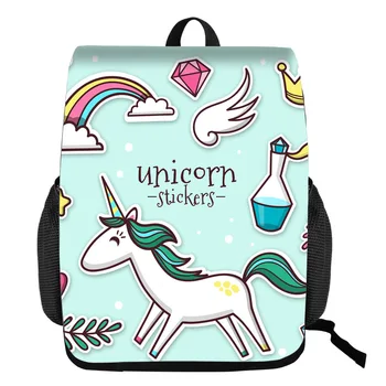 

Cartoon Unicorn Printed School Backpack For Teenager Drawstring Deisgn Female Travel Rucksack Canvas Backpack Lady