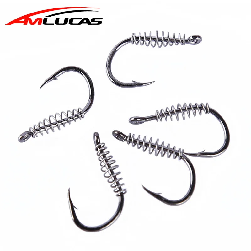 

10pcs/lot Spring Hook High Carbon Steel Barbed Swivel Carp Jig Fly Fishing Hooks with Hole for Fishing Tackle Fishhooks WW1189