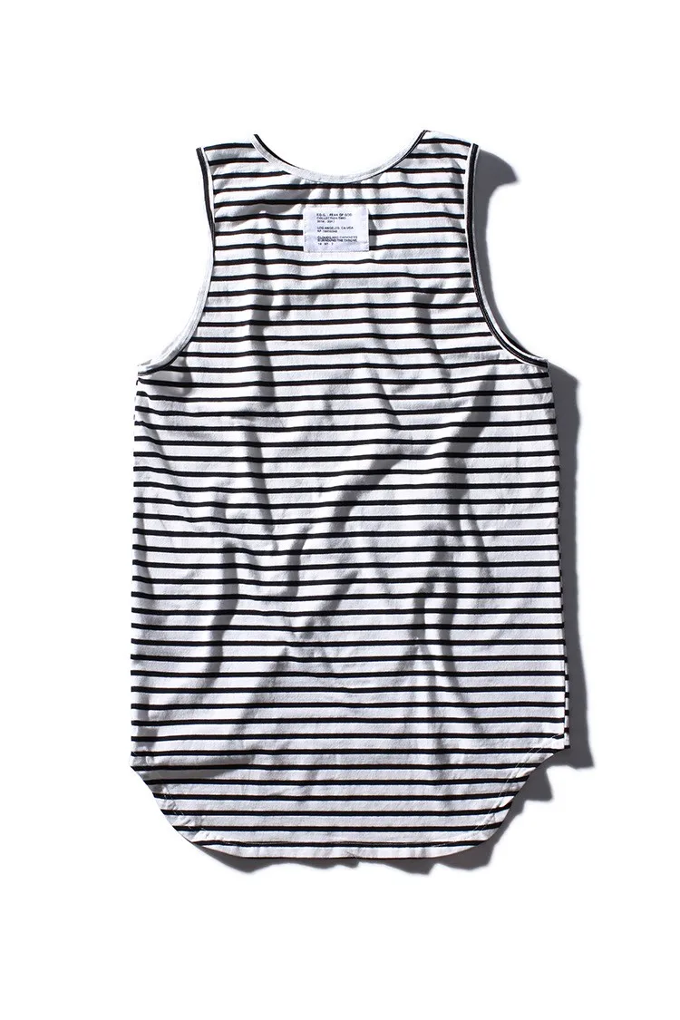 Aolamegs Tank Tops Men Extended Black White Striped Tee Sleeveless T Shirts Homme 2017 Spring Summer Hip Hop Fashion Streetwear (17)