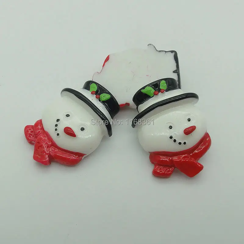 1pcs/lot resin flat back red scarf snowman head 30mm Cabochons Scrapbooking Hair Bow Center DIY Christmas decration C101-4