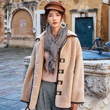 Осень зима дизайн Gloria& Grace Camel повседневное модное винтажное большое теплое пальто из овечьей шерсти Куртка Верхняя одежда