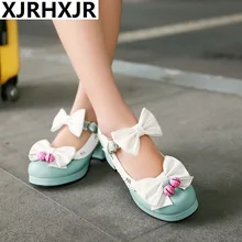 Sweet High Heels Lolita Shoes Japanese Princess Bowtie Single Women's Thick Heel Pumps Strap Pink Platform Women Mary Janes Shoe Sweet High Heels Lolita Shoes Japanese Princess Bowtie Single Women's Thick Heel Pumps Strap Pink Platform Women Mary Janes Shoe