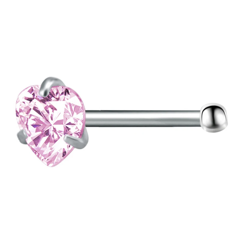 MagiDeal 9 Pieces Stainless Steel Zircon Crystal Screw Curved Nose Ring Studs Ear Body Piercing Jewelry 20G