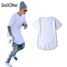 QoolXCWear Футболка мужская удлиненная футболка Канье хлопок swag мужские футболки скейтборд футболка однотонная Футболка Мужская хип-хоп футболки