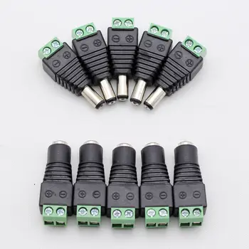 

12V 5PCS Male + 5PCS Female 2.1x5.5mm DC Power Plug Jack Adapter Connector for CCTV PV
