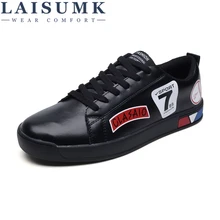 2019 LAISUMK High Quality Leather Sneakers Fashion Shoes Low top Mens Casual Colorful Shoes Free Shipping high low casual tunic top