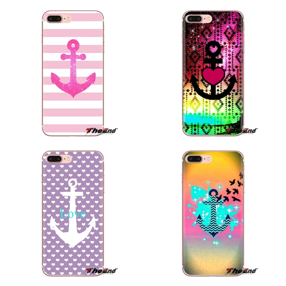 For Samsung Galaxy S3 S4 S5 Mini S6 S7 Edge S8 S9 S10 Plus Note 3 4 5 8 9 Silicone Phone Shell Case Anchor girly phone Wallpaper |