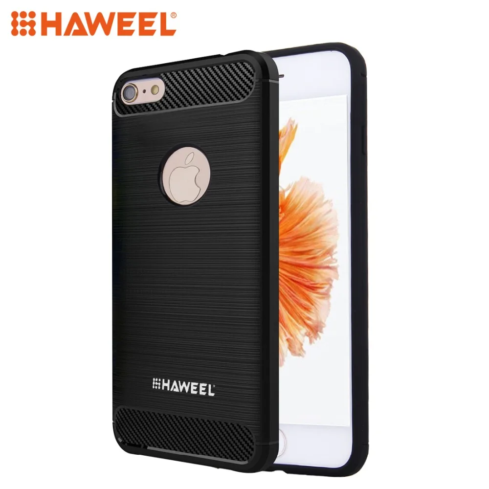 HAWEEL защитной оболочки для iPhone 6/6s плюс чехол матовый углеродного волокна TextureTPU