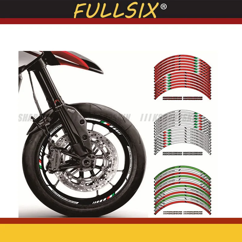 

3 Color Motorcycle Front and Rear Wheels Edge Outer Rim Sticker Reflective Stripe Wheel Decals For DUCATI HYPERMOTARD
