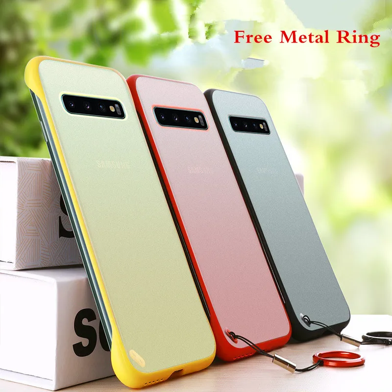 50pcs/lot Metal Finger Ring Frameless Transparent Matte Hard PC Phone Case For Xiaomi 9 9SE 8 For Redmi K20 Pro