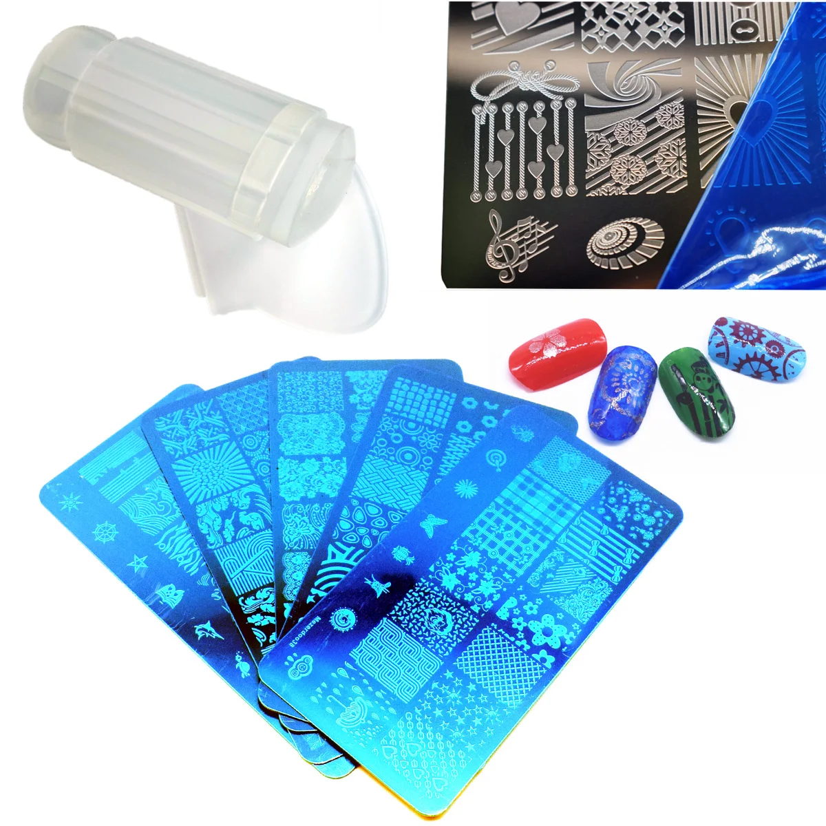 

Nail Art Plate Set Mechanical Gears Bow Tie Design Nail Stamping Plates Stencils Stamp with Nail Print Stamper Scrapersories