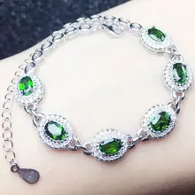 Diopside браслет цепочка натуральный реальный диопсид стерлингового серебра 925 0.5ct* шт. 6 шт. драгоценный камень ювелирные украшения# SB18120618
