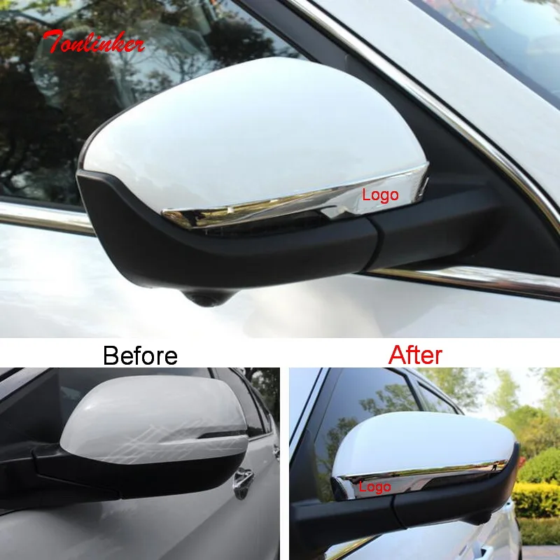 

Tonlinker Exterior Car Rear view mirror Cover case stickers For Geely Atlas 2016-19 Car Styling 2 PCS ABS Chrome Covers sticker