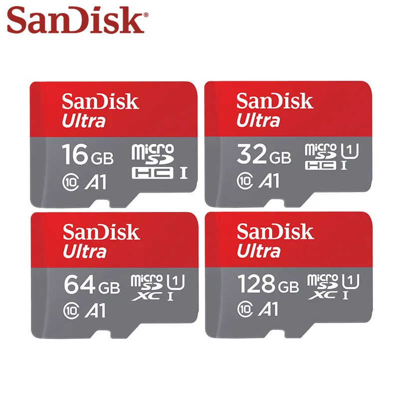 Оригинальная карта памяти SanDisk Ultra, 16 ГБ, 32 ГБ, SDHC, высокая скорость, 98 м/с, класс 10, A1, UHS-I, Micro SD карта, 128 ГБ, 64 ГБ, TF карта, Microsd