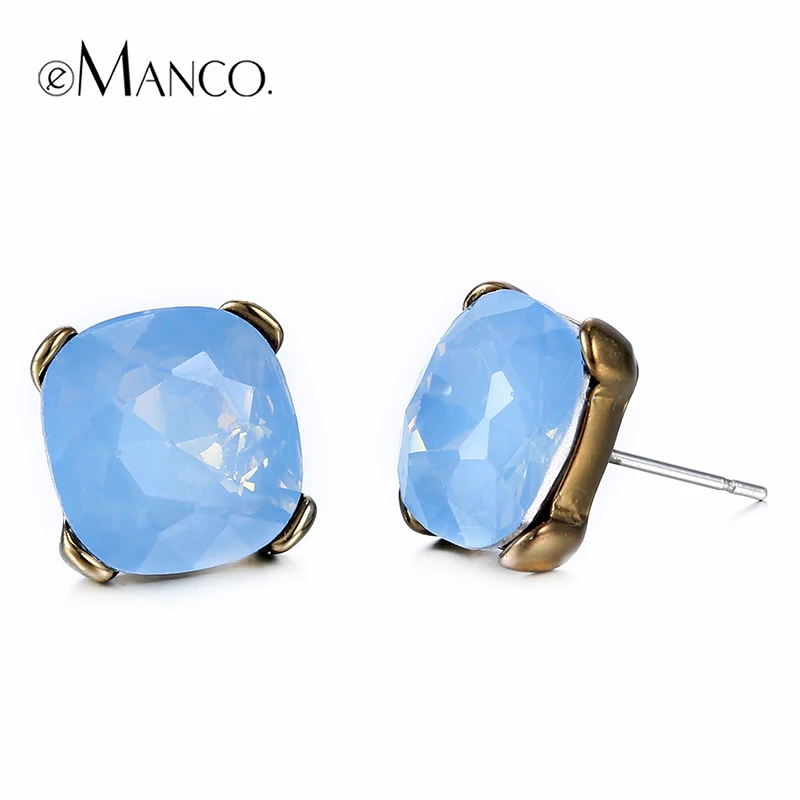 

Pink opal crystal earrings 2016 spring summer new arrival women copper ear accessories eManco gold stud earrings ER50431