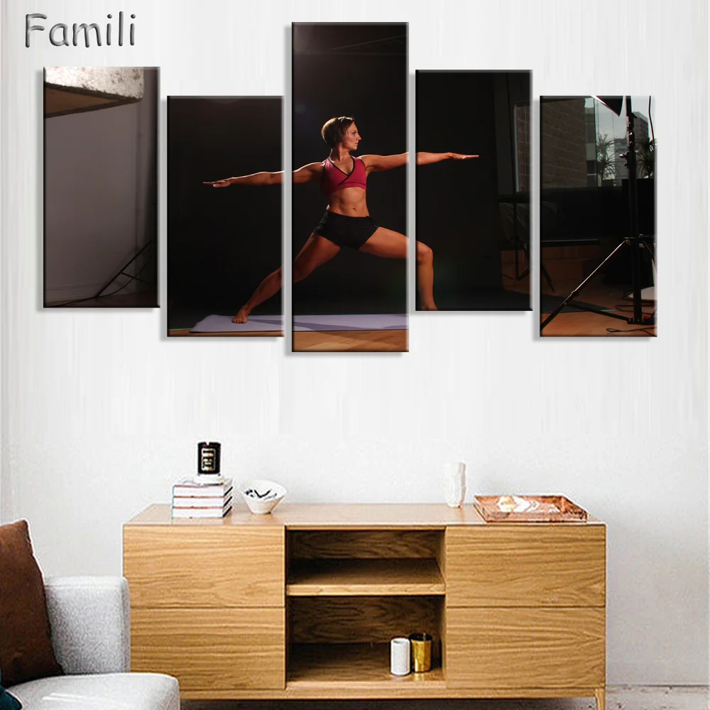 

5pcs Wall Art Poster Bodybuilding Exercise Fitness Sports Painting Canvas Printing Unframed Modular Pictures,bodybuilding poster