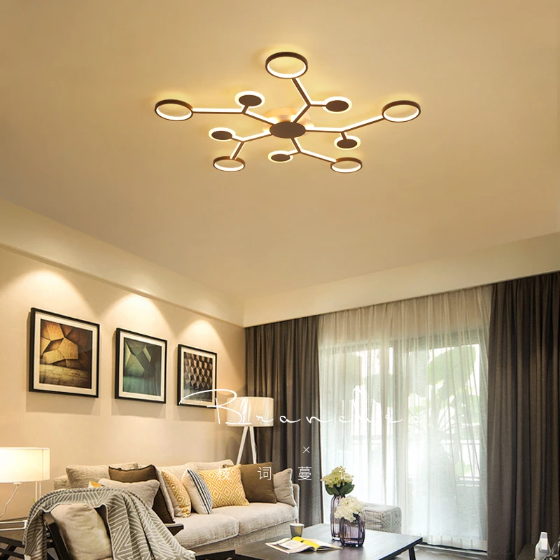 Дизайн, современные светодиодные потолочные светильники для гостиной, спальни, кабинета, дома, цвет кофе, потолочный светильник